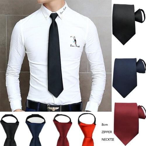 VEEKTIE One-Key Tie Zipper Necktie For Men Lazy Cravate Formal Tuxedo Wedding Party Suit Pre-tied Gravata Black Blue Business