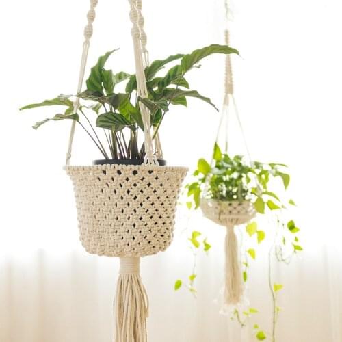 Macrame Plant Hanger Handmade Cotton Rope Wall Hanging Planter Basket for Indoor Flower Pot Plant Holder Balcony Garden Decor