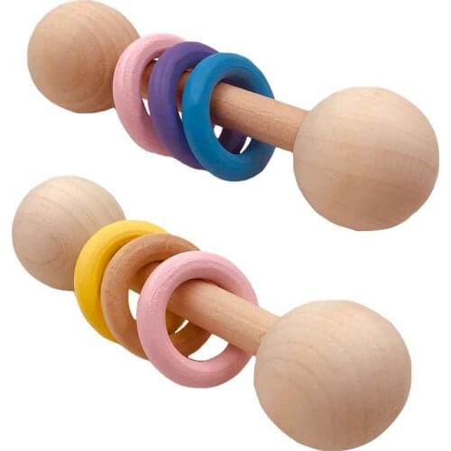 1pc Baby Wooden Rattles Toddler Teether Montessori Activity Gym Toys 0-12 Month Teething Children Chew Game Nursing Accessories
