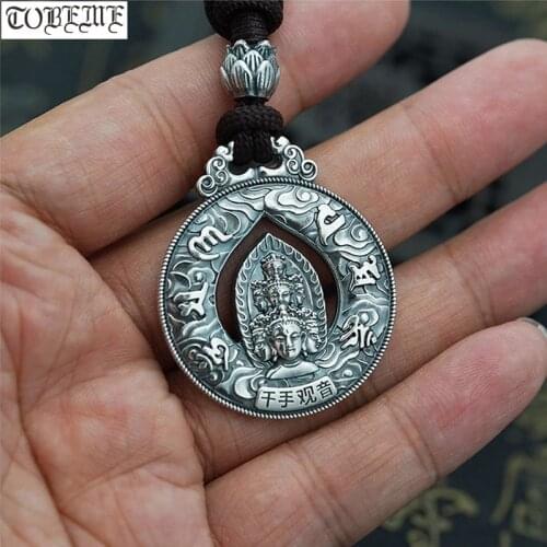 100% 999 Silver Buddhist Buddha Statue Pendant Real Pure Silver Buddha Amulet Pendant the Chinese Zodiac years Amulet Pendant