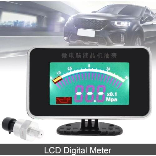 12V 0-1.0 MPa LCD Digital 1/8 NPT Fuel Gauge Auto Replacement Parts Support Compressed Air/Oil Universal fit for Car/Motorcycle