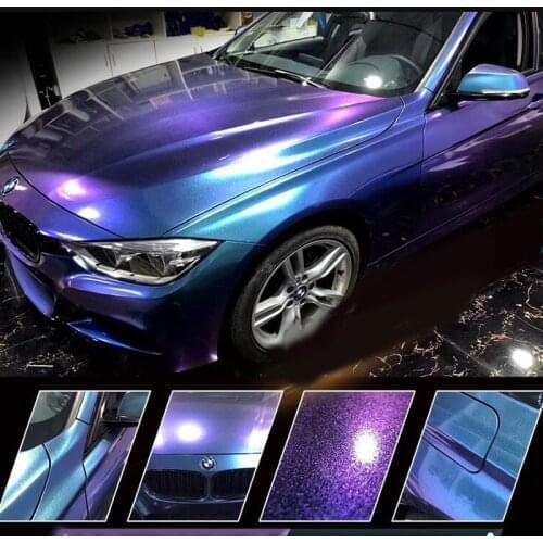 12x1.52M Glossy Sparking Diamond Glitter Purple Blue Vinyl Wrap Hatchback Car Whole Body Decals Color Changing Film Sticker