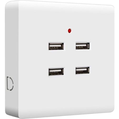 2/4 Ports USB Electrical Socket Station Power Adapter Plug Outlet 110V-250V for Home Office Use Wall Mounting Charger
