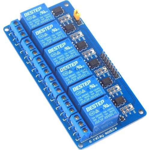 5V 6 Channel Relay Module Optocoupler Isolation Low Level Trigger 6 way Relay Module Control Board for Arduino