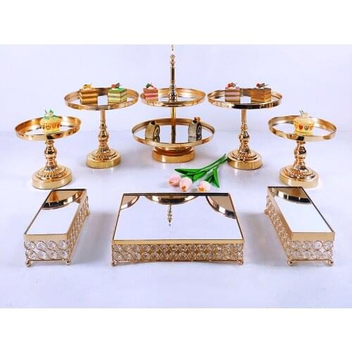 6-15 PC Finished Metal Wedding Multilayer Fruit Cake Rack Set Holiday Party Display Tray