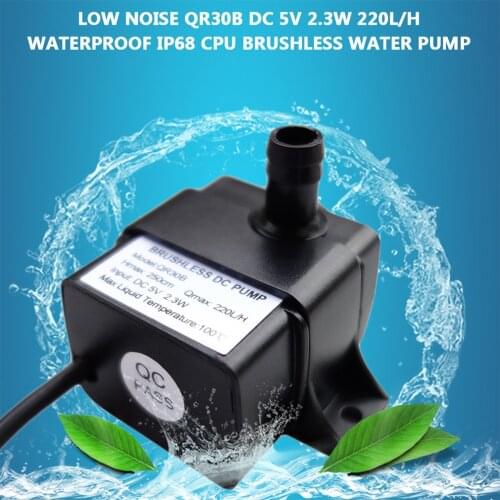Professional Low Noise QR30B DC 5V 2.3W 220L/H Flow Rate Waterproof IP68 CPU Cooling Car Brushless Water Pump Hot Sale