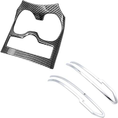 1Pcs Carbon Fiber Car Water Cup Holder Cover Interior Accessories & 1 Pair Car Rearview Side Mirror Chrome Trim Cover