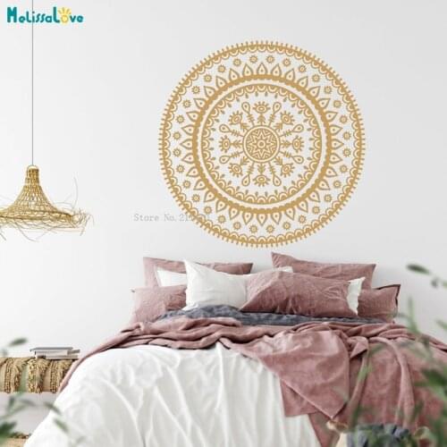 Big Flower Round Mandala Wall Sticker Bohemian Style Home Decor Patten Yoga Studio Living Room Decals Vinyl Murlas YT4943