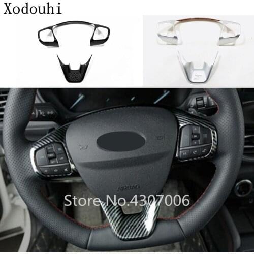 Car ABS matte/Carbon fiber stick cover Steering wheel Kit Trim lamp frame panel lamp part hood For Ford Focus 2018 2019 2020