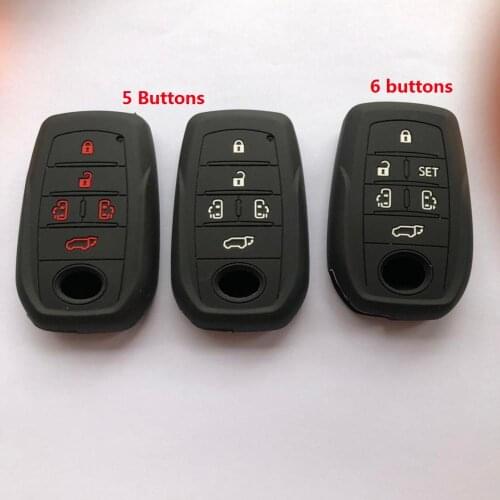Black Silicone Cover Smart Key Case For TOYOTA Vellfire Sienna Alphard Previa RAV4 FOB Shell Remote 5/6 Button Keyless