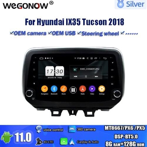 DSP IPS 9"Android 10.0 8Core 64G ROM 4G RAM Car DVD Player GPS map RDS Radio wifi 4G Bluetooth 5.0 for Hyundai IX35 Tucson 2018