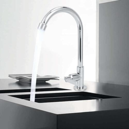 G1/2 Sink Faucet 360 Degree Rotating Single Cold Faucets Stainless Steel Cold Water Tap Kitchen Bathroom Supplies