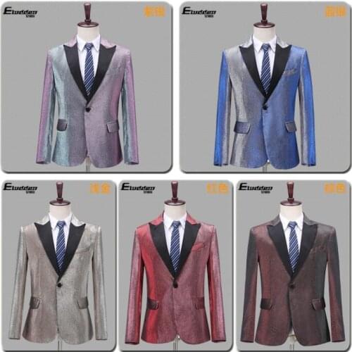 Glossy personality Blazer men groom suit mens wedding suits costume singer star style dance stage clothing formal dress