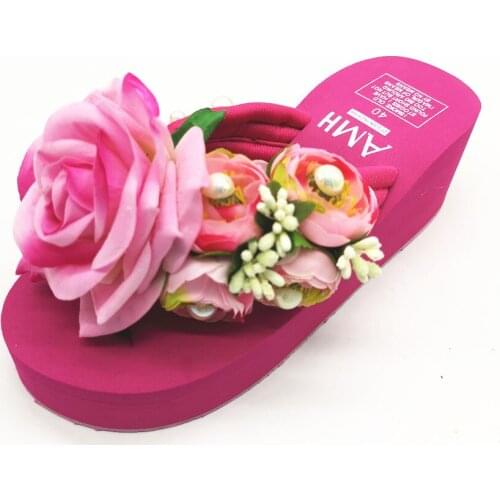 HAHAFLOWER new Summer Platform Sandals Platform Wedges Slippers Rose flower Ladies beach party Slippers Size 35-44