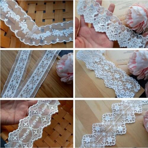19yards/lot 5.3cm Mesh embroidery Lace Trim Handmade DIY Garment needlework sewing accessories fabric Clothing Decoration 747