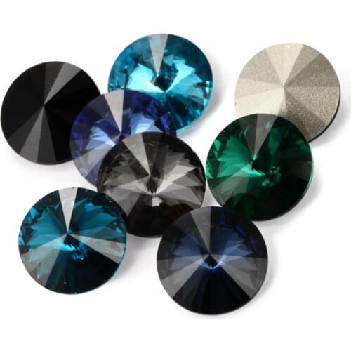 Astrobox Round Crystal Glass Rhinestones Opal Stone Rivoli For Clothing DIY Stones Loose Rhinestones Green Opal Gule On Garment