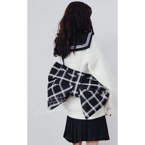 Fashion Design Women Plaid Underarm Bags Large Capacity Student Girls' Bowknot Canvas Shoulder Bags Female Casual Tote Handbags