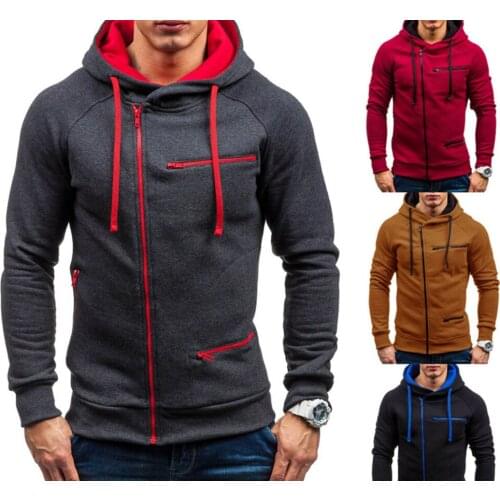 Men Zipper Even Hoodie Leisure Increase Concise Loose Coat Tide Muscle Warm Zip-Up Hoodie Casual Fit Sweatshirt