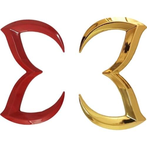 2 Pcs Evil M Logo Emblem Badge Decal for Mazda Car Body Rear Trunk Decal Sticker Nameplate Decor Red & Gold