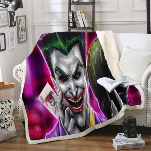 The joker Funny Character Blanket 3D Print Sherpa Blanket on Bed Home Textiles Dreamlike Style 05