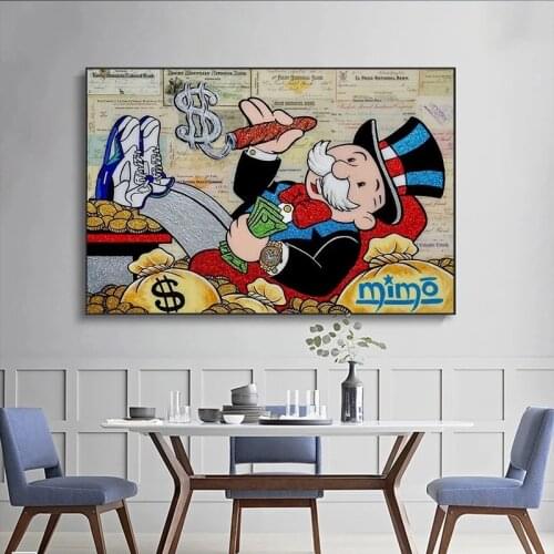 Uncle Sam USA Money Wall Art Graffiti Wall Art Picture Modern Canvas Printing Cuadros Decoracion Salon Posters and Prints