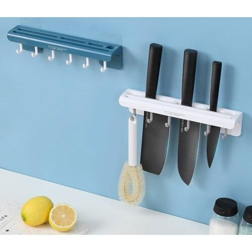 JSWORK Plastic Knife Stand Tool Holder Rack Block Wall Hanging Shelves Storage Organizer Kitchen Accessories Supplies Hooks