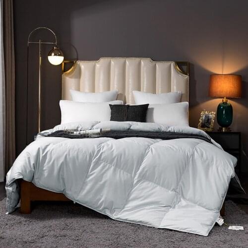 Tingrong Bedding Textile 100% Goose Down White Grey Duvet Royal Bedding Set Full Size