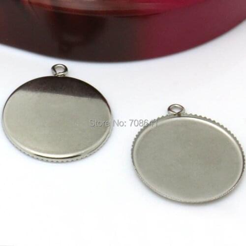 Blank Stainless Steel Round Bezel with a Loop Pendant Base Settings 18mm 20mm 25mm Glass Cabochon Connector Pendant DIY Findings