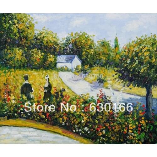Handpainted Canvas Wall Art The Rose Garden at Wargemont, 1879 by Pierre Auguste Renoir Landscape Reproduction Oil Painting