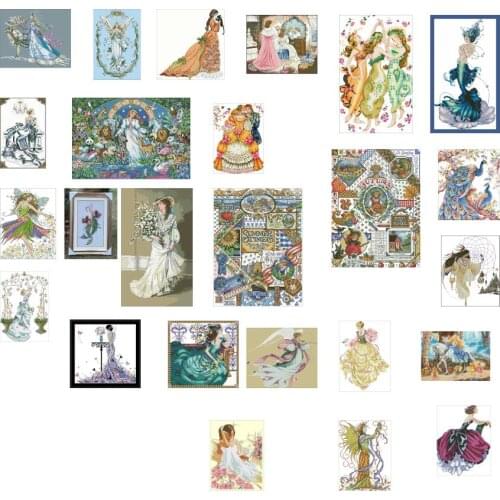 Goods quality With beads MD Angel Girls 24photoes styles Color aida Linen /camel/ pearl aida Cross Stitch Kit top