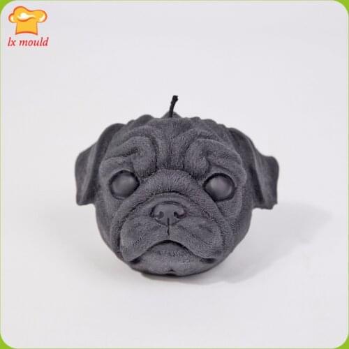 3D Pug Dog Head Silicone Mould Pug Dog Soap Plaster Aromatherapy Decoration Molds Dog Head