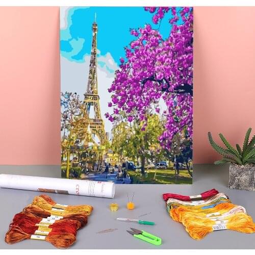 Scenery Landscape Printed Fabric 11CT Cross Stitch Embroidery Patterns DMC Threads Handicraft Needlework Sewing Sales