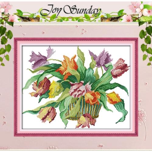 Tulips Patterns Counted Cross Stitch 11CT 14CT Cross Stitch Set Wholesale Flower Cross-stitch Kit Embroidery Needlework