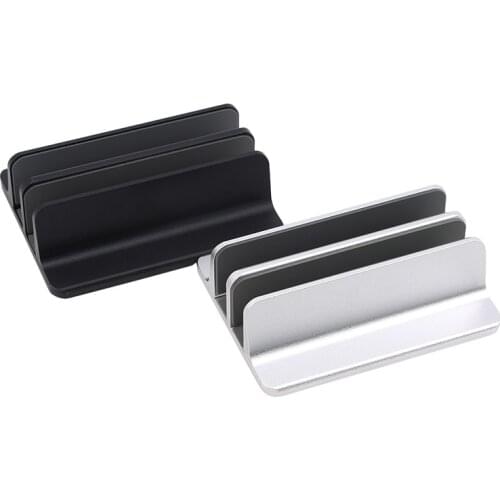 Vertical Double Laptop Stand 2 Slots Aluminum Alloy Bracket Bookshelf Laptop PC Desk Holder Support Household Office Supplies