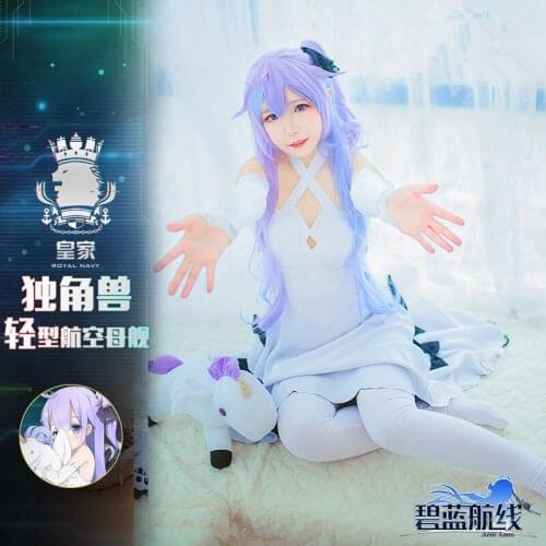 Azur Lane Unicorn cosplay costume Takao and Atago Uniform Women Skirt Lady White Battle frame Azur Lane Dresses Adult