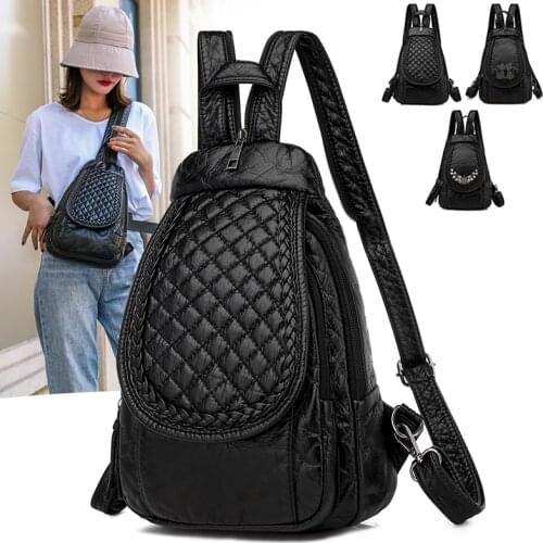 New Ladies Soft Washed Leather Backpack Cute Small Backpack School Bags for Girls Sac a dos Travel Backpack Mochila Feminina