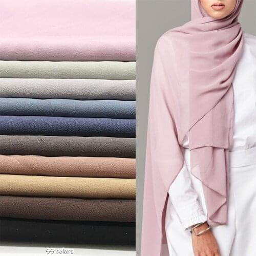 One piece high quality hot women muslim solid plain chiffon hijabs long georgette scarf shawls islamic headwear wraps scarves