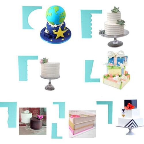 1Set 8 Pcs Patterns Cake Edge Side Scraper Plastic Cream Cake Fondant Baking Pastry Kitchen Decorating Tools
