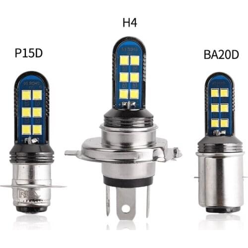1PC H4 LED Motorcycle Headlight Bulbs Super Bright 3030 12SMD H6 BA15D P15D Motor Headlamp DRL Lights 12V White