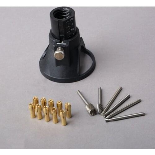 10Pcs 0.5mm-3.2mm Brass Collet Mini Drill Chucks 4.8mm Shank+6Pcs HSS Routing Router Grinding Bits +1Pc Drill Dedicated Locator