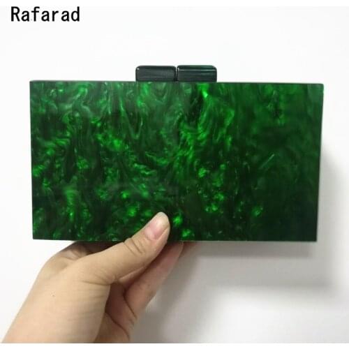 18X10 cm pearl green acrylic clasp mirror inside chain messenger flap girl lady female evening acrylic box clutches purse wallet