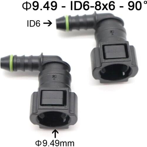2PCS 9.49mm ID6 8x6 90 degree SAE 3/8 Car Fuel Pipe Fittings Fuel Line Quick Connector Nylon Female Connector Fit Nylon Pipe