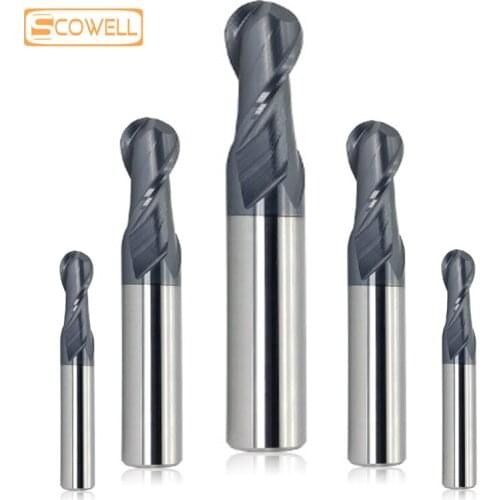 30% Off 2Flutes Straight Shank Ball Nose End Milling Cutter Router Bit Tungsten Carbide HR45 Degree Round Milling Cutter