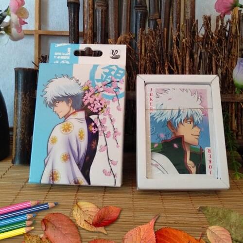 54pcs cards Anime cartoon gintama Cosplay Board Game Cards Hardcover poker toy gift with box