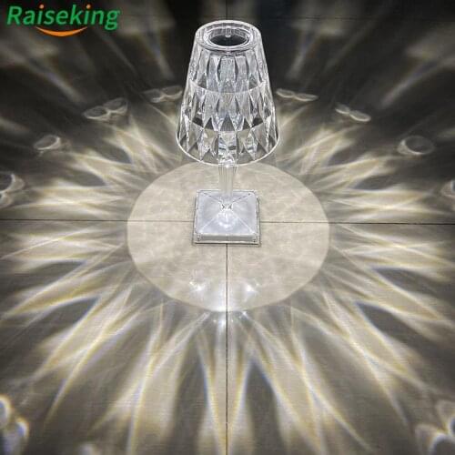 Modern Rechargeable battery portable touch diamond crystal table for study led cordless desk lamp