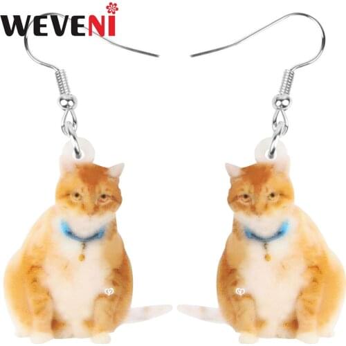 WEVENI Acrylic American Wirehair Cat Earrings Cute Kitten Pet Animal Dangle Drop Jewelry For Women Kid Girls Fashion Accessories
