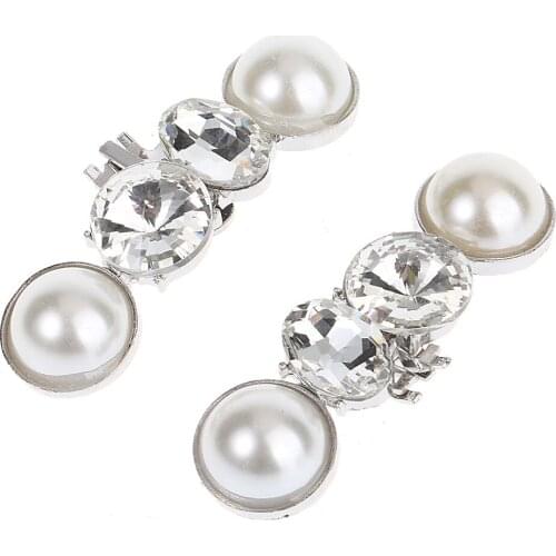 2pcs Multifunctional Shoe Clip with Pearl Rhinestones Elegant Shiny Shoe Accessories Suitable for High Heels Boots HSJ88