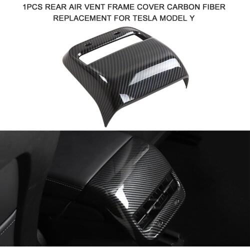 Car Back Air Vent Frame Sticker for Tesla Model Y Rear Air Outlet Cover ABS Carbon Fiber Decorative Stickers Styling