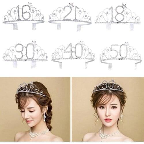 Birthday Crown Girl Tiara Headwear Crystal Headband Rhinestone Princess Bridal Hair Accessories