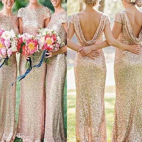 Bling Bling Sequins Mermaid Long Bridesmaids Rose Gold Custom Made Honor Of Maid Plus Size Vestidos De Bridesmaids Party Gown